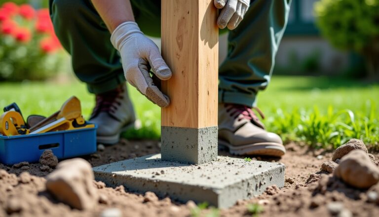 Comment fixer solidement un poteau en bois dans du béton : guide pratique et pièges à éviter