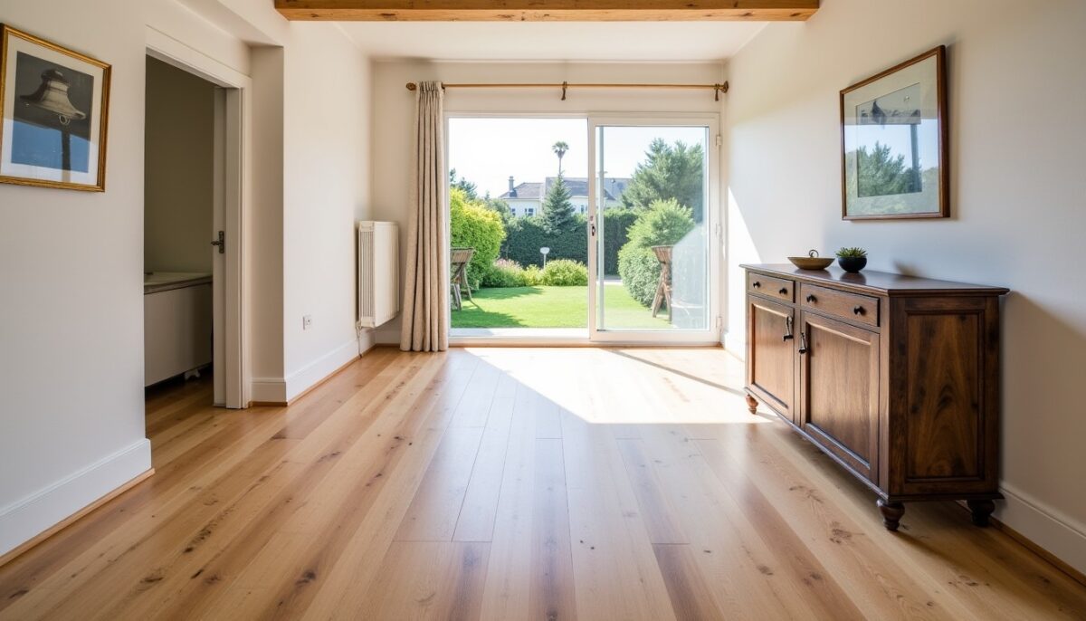 Rénovation élégante : ponçage et teinte sur parquet en chêne massif dans une villa du Cap Ferret